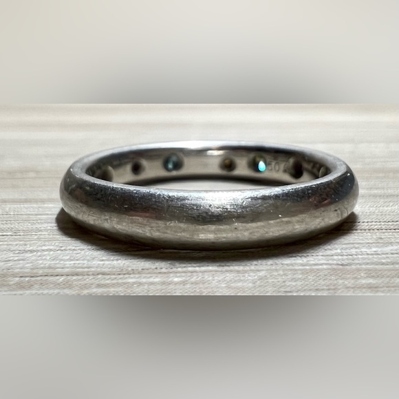 Vintage Designer Signed Flush Set Multi-Colored Gemstone Platinum Ring, Size 6.5 - Picture 5 of 13